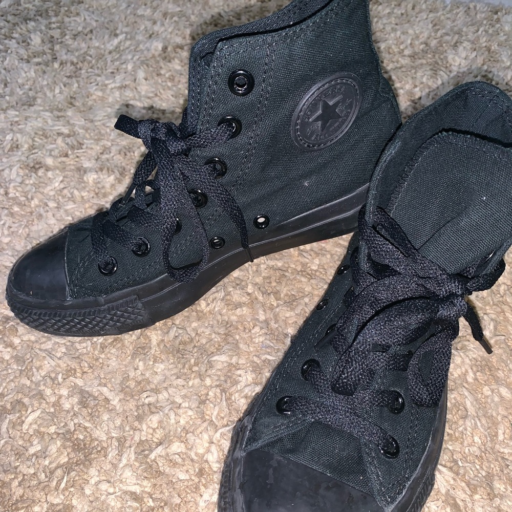 All Black high top Converse